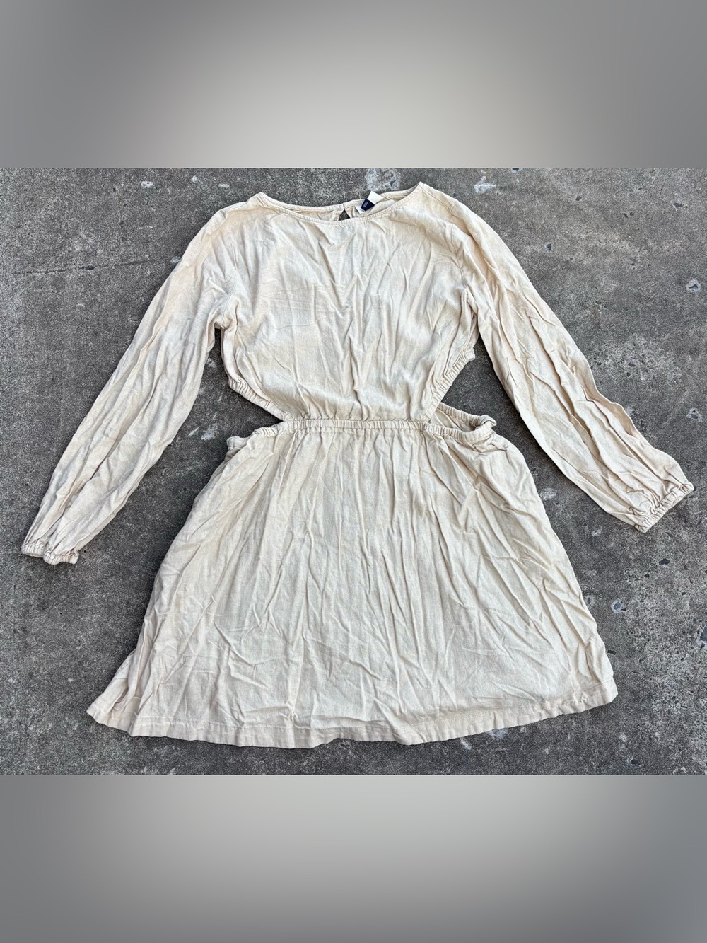 Universal Thread Cream Long-Sleeve Cinched Waist Dress